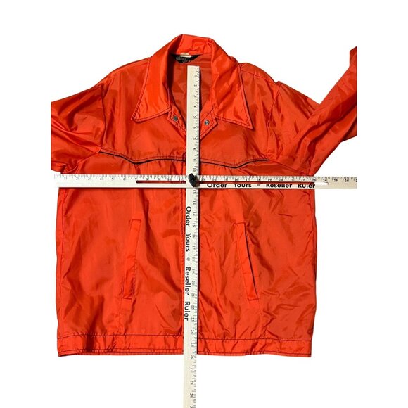 70s 80's Weathercaster Orange Nylon WindBreaker Jacket Large USA Vtg Streetwear - Picture 10 of 10